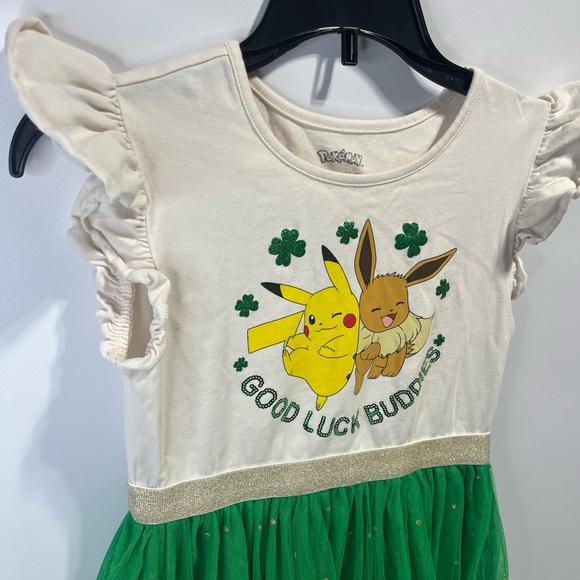 Pokemon Cream + Green Dress with Shamrocks and Eevee - Picture 2 of 7